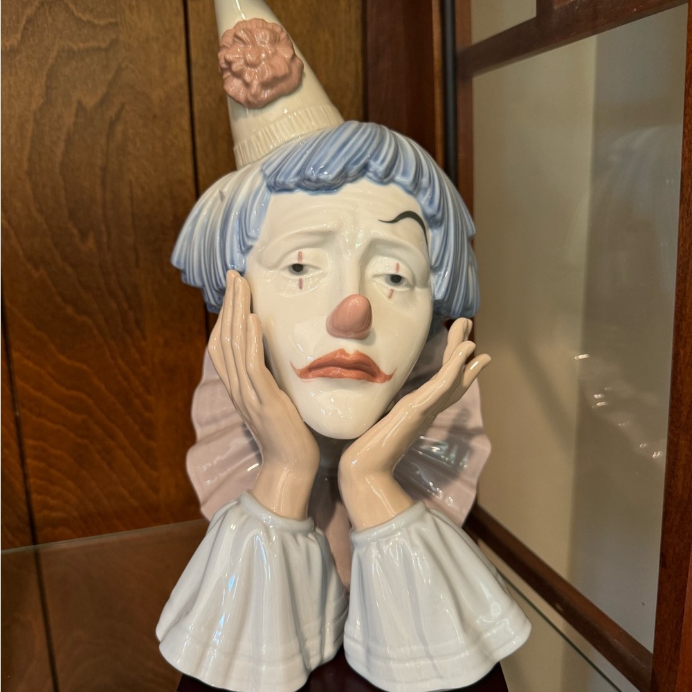 Vintage Lladro Jester Sad Clown Bust 5129
